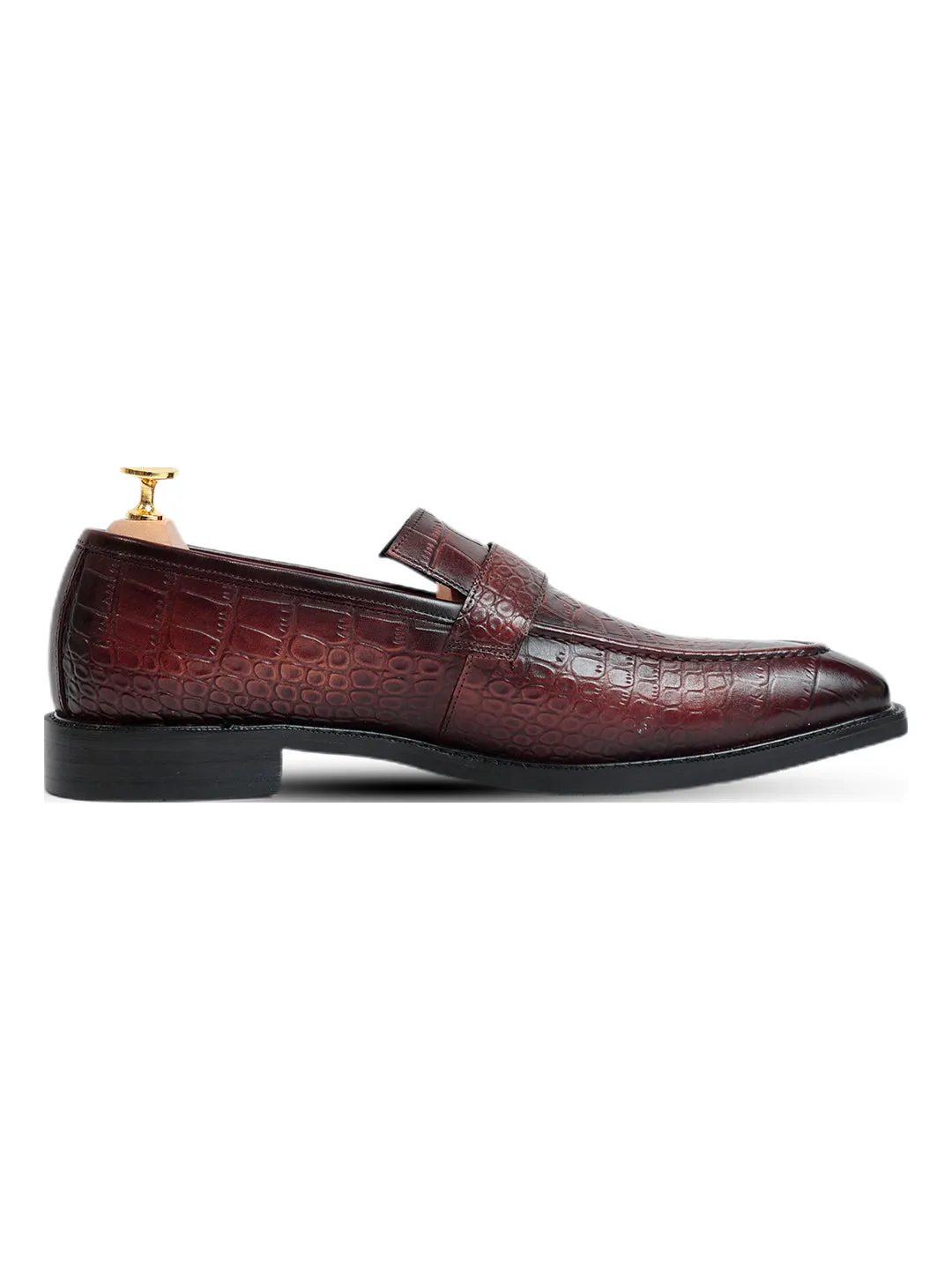 Azure Croc Coffee Monk Strap