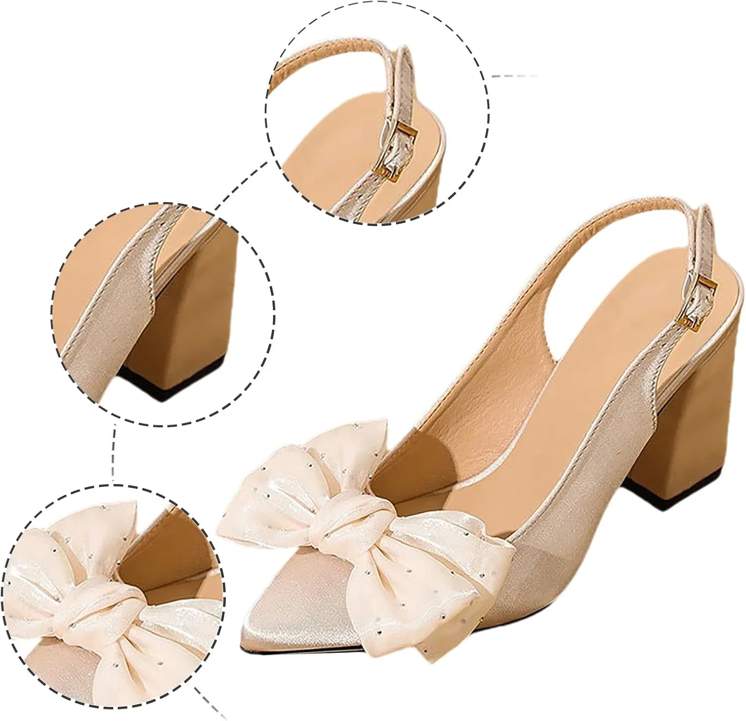 Block Heels Prom Heeled Sandals Chunky Open Toe Bow Thick Heels Foreign Trade Large Size Women's Shoes Fashion