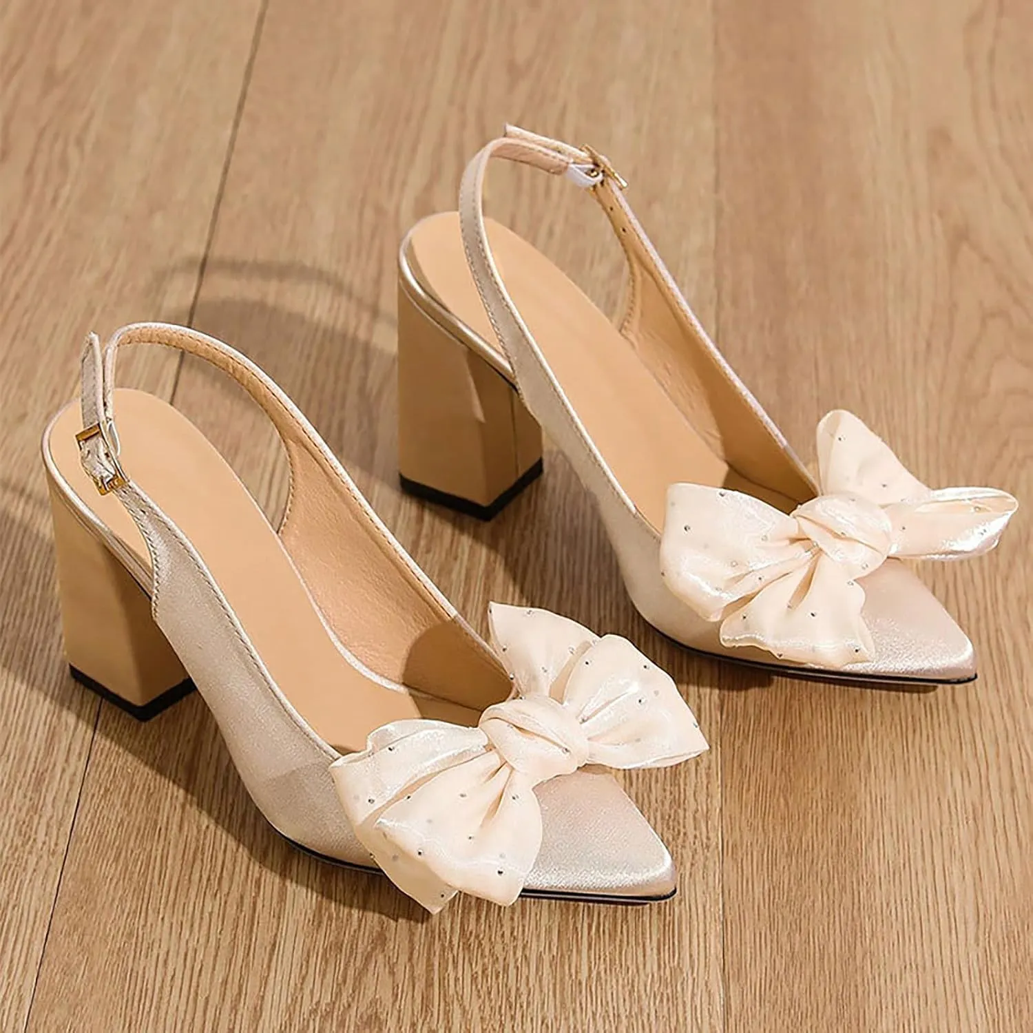 Block Heels Prom Heeled Sandals Chunky Open Toe Bow Thick Heels Foreign Trade Large Size Women's Shoes Fashion