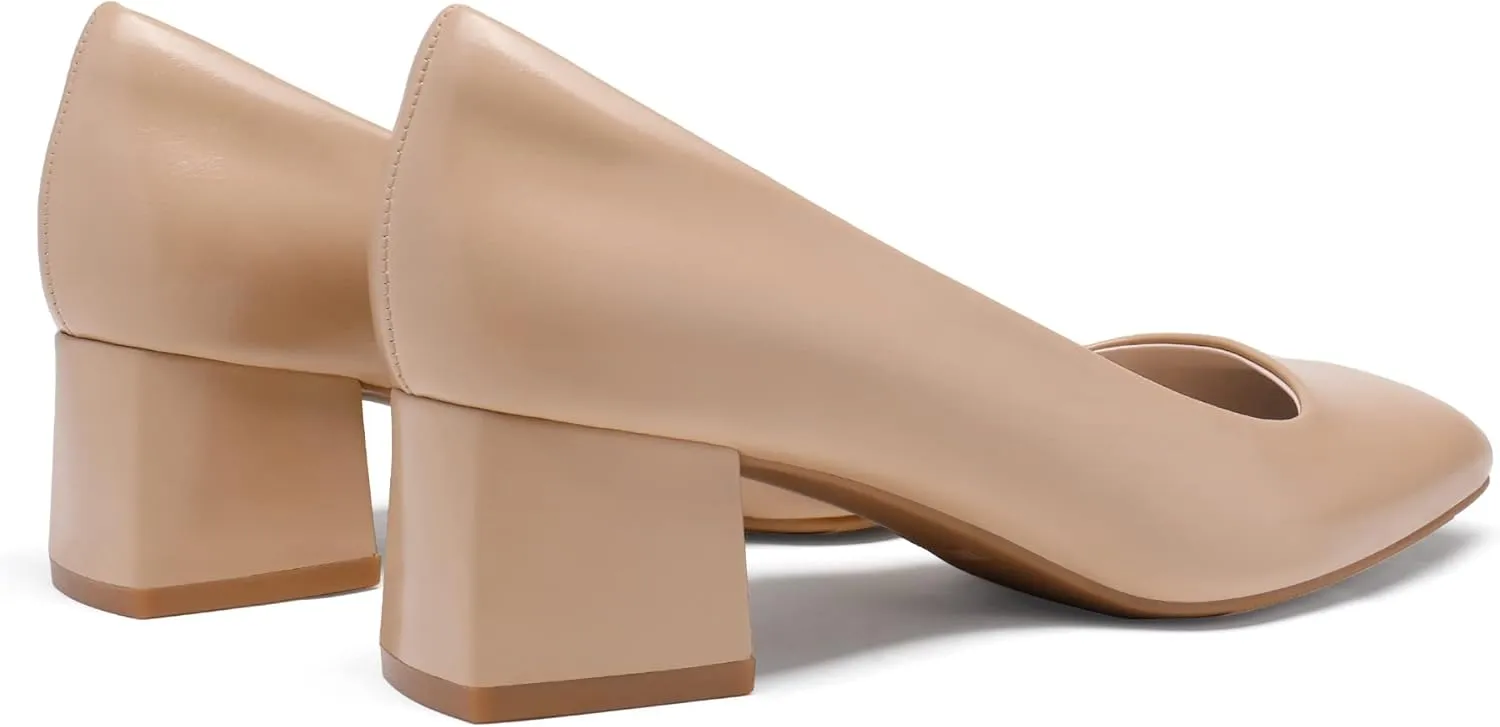 DREAM PAIRS Womens Heels Chunky Block Heels Square Closed Toe Low Heels Dress Shoes Comfortable Wedding Party Office Pumps Shoes