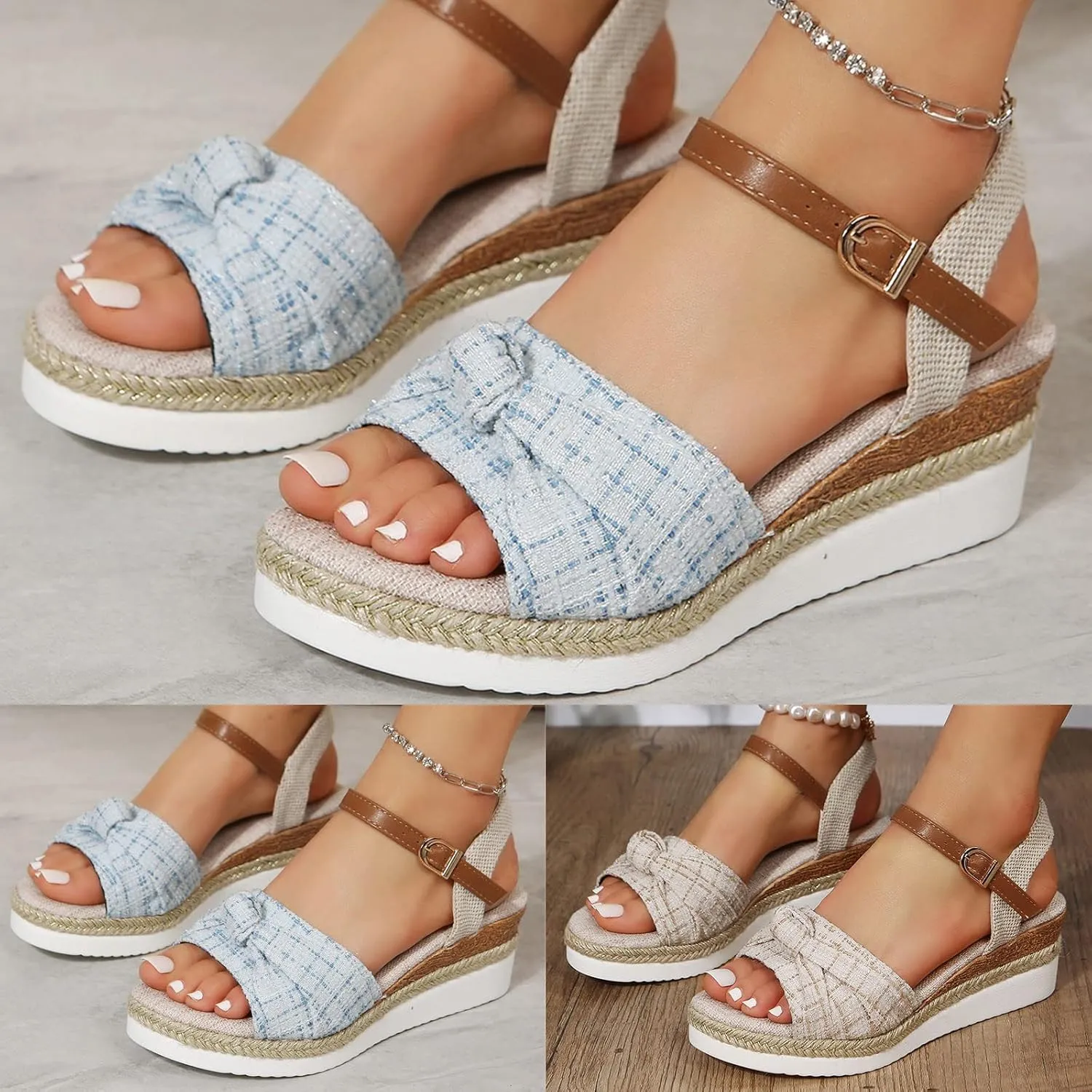 Eduavar Womens Sandals Comfortable, Womens Sandals Cow Print Sandals for Women Espadrilles Platform Sandals with Ankle Strap