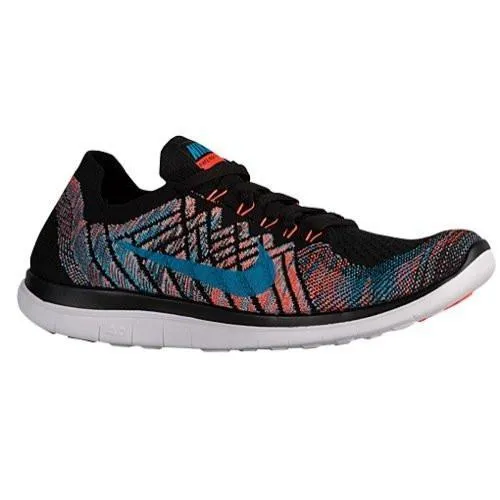 Free 4.0 Flyknit Running Shoe Black/Hyper OrangeCopaBlue Lagoon Size 10 DM US