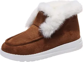 Lausiuoe Winter Boots For Women Fashion Snow Boots Warm Fur Lined Ankle Booties Casual Trendy Outdoor Fuzzy Loafers Shoes