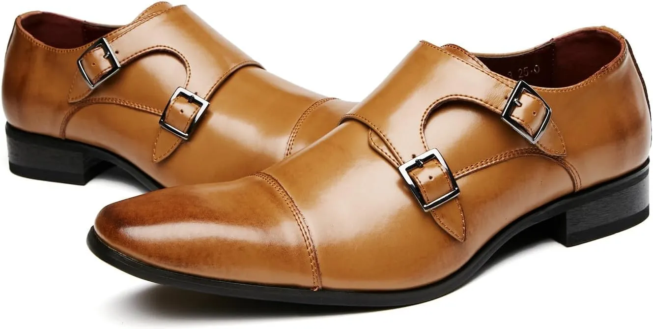 Men's Loafers & Slip-Ons Buckle Monk Strap Loafers Casual Fashion Formal Dress Leather Silp On Loafer Dress Shoes for Men