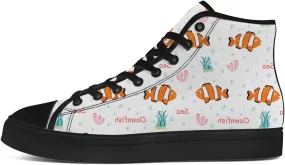 Men's Women's Clownfish Shoes Tropical Fish High Top Canvas Sneakers Lace Up Casual Walking Shoes