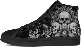 Men's Women's Gothic Skull High Top Sneakers Canvas Shoes Skull Shoes Gifts for Men Women