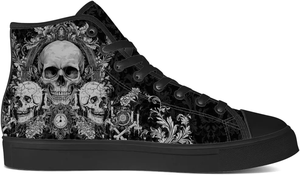 Men's Women's Gothic Skull High Top Sneakers Canvas Shoes Skull Shoes Gifts for Men Women