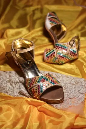 Multi-Colored Embroidered Block Heels