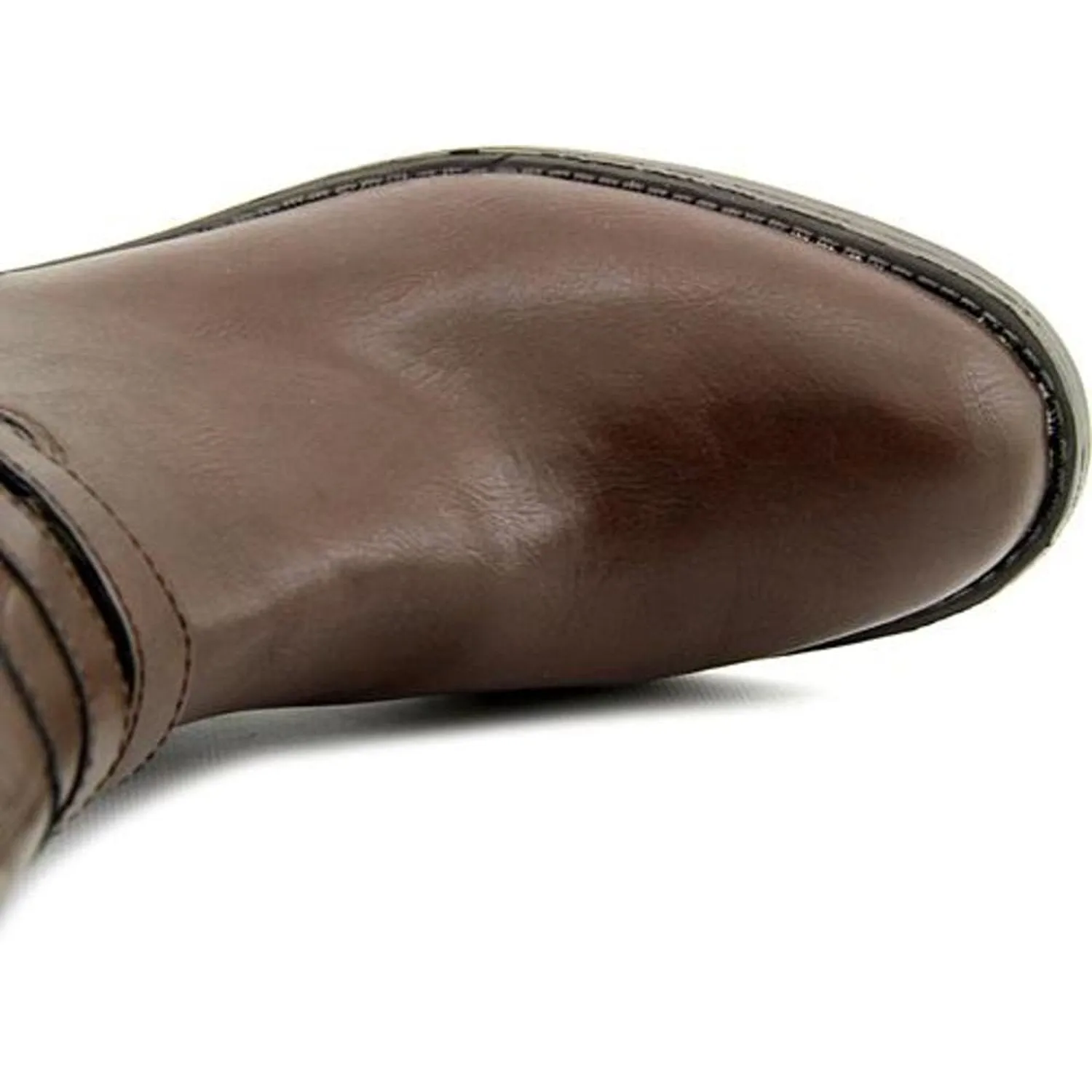 Rampage IMELDA Round Toe Leather Riding Boots, Brown (Women)