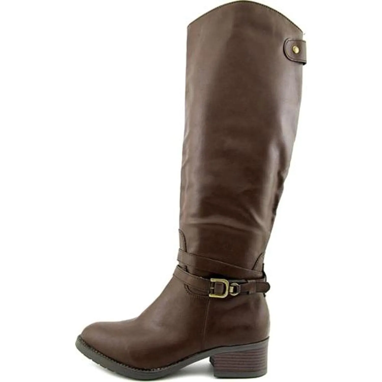 Rampage IMELDA Round Toe Leather Riding Boots, Brown (Women)