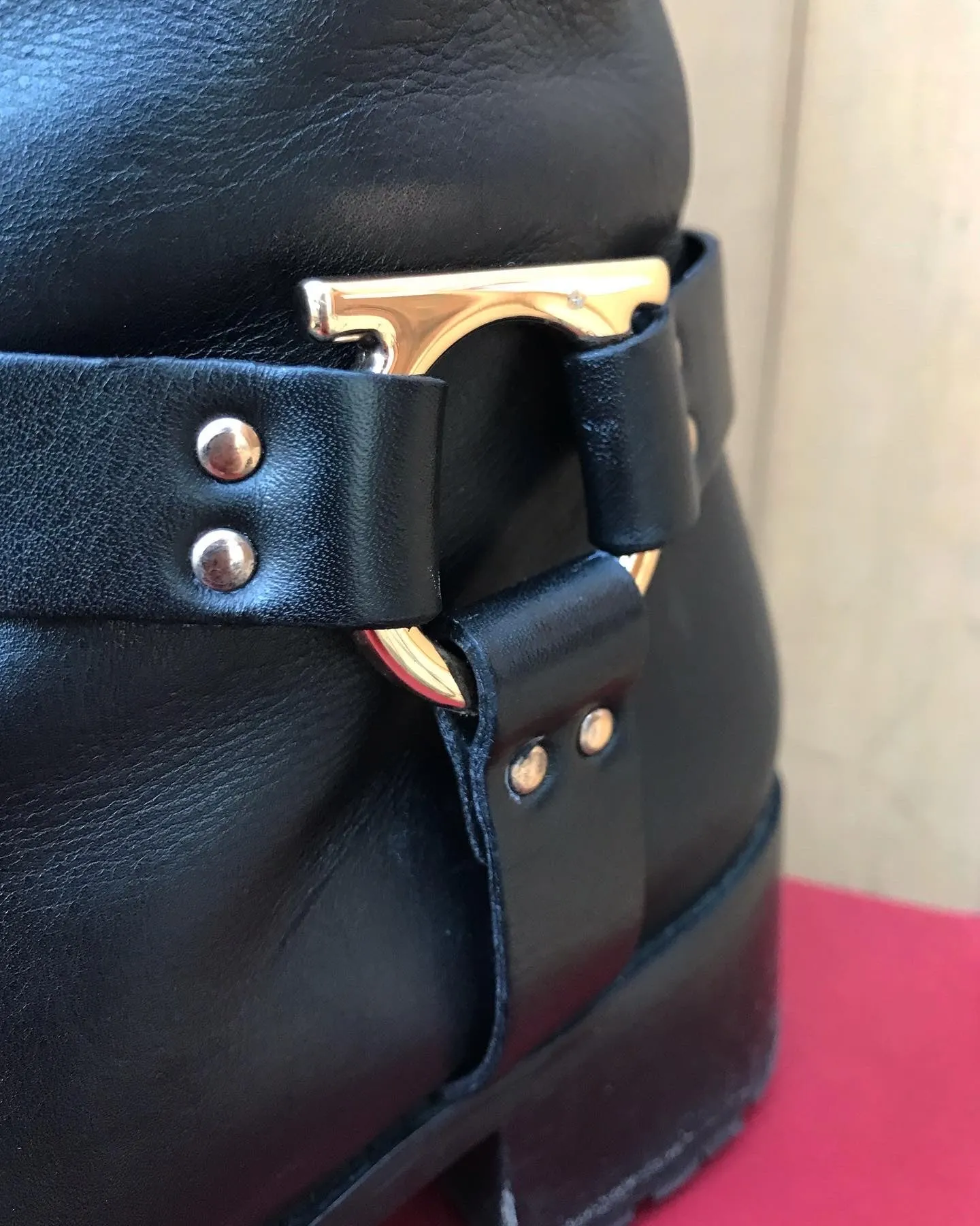 SALVATORE FERRAGAMO Claude Ferra Leather Riding Boots