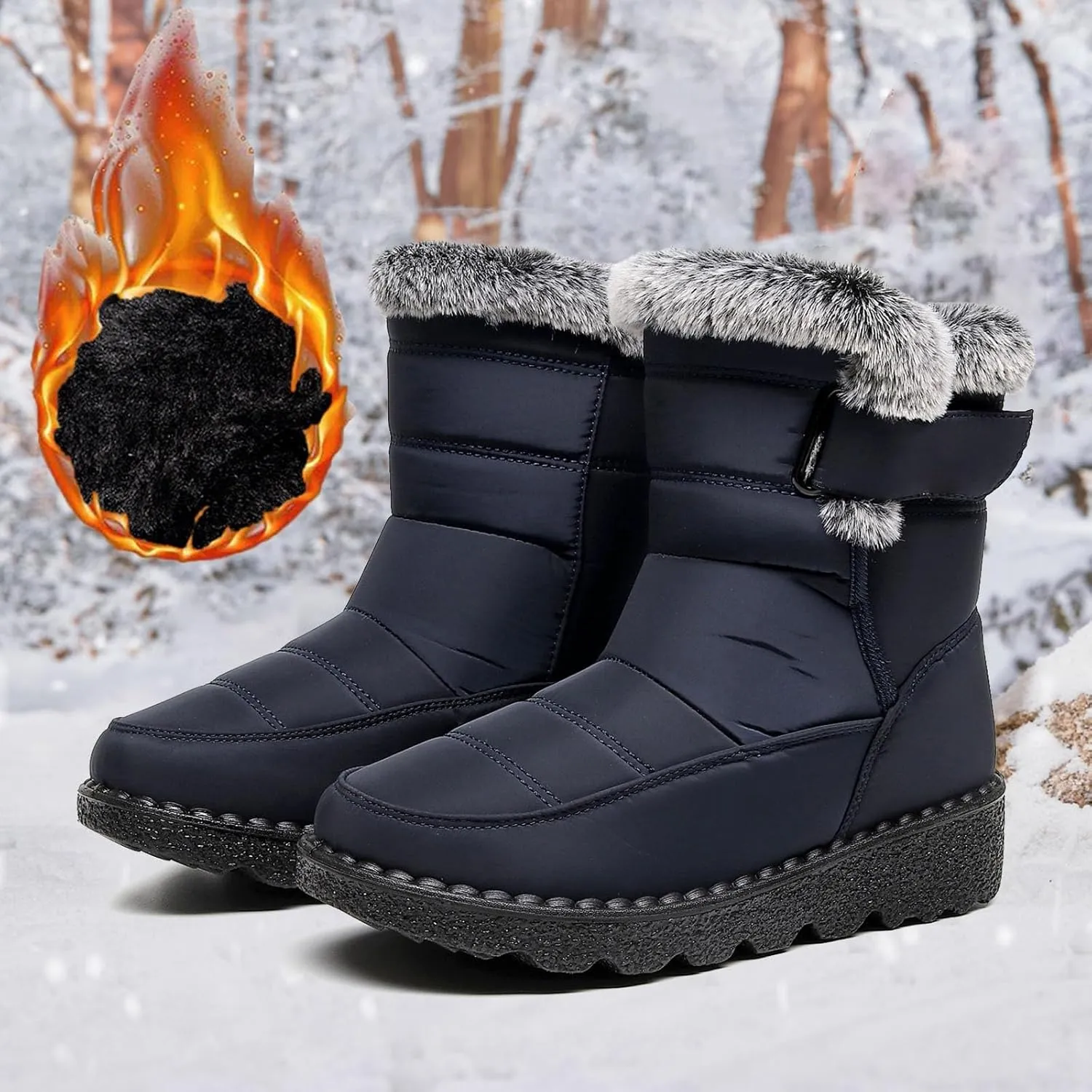 Snow Boots for Teen Girls Waterproof Boots Waterproof Ankle Booties Fleece Warm Outdoor Boots Womens Work Boots