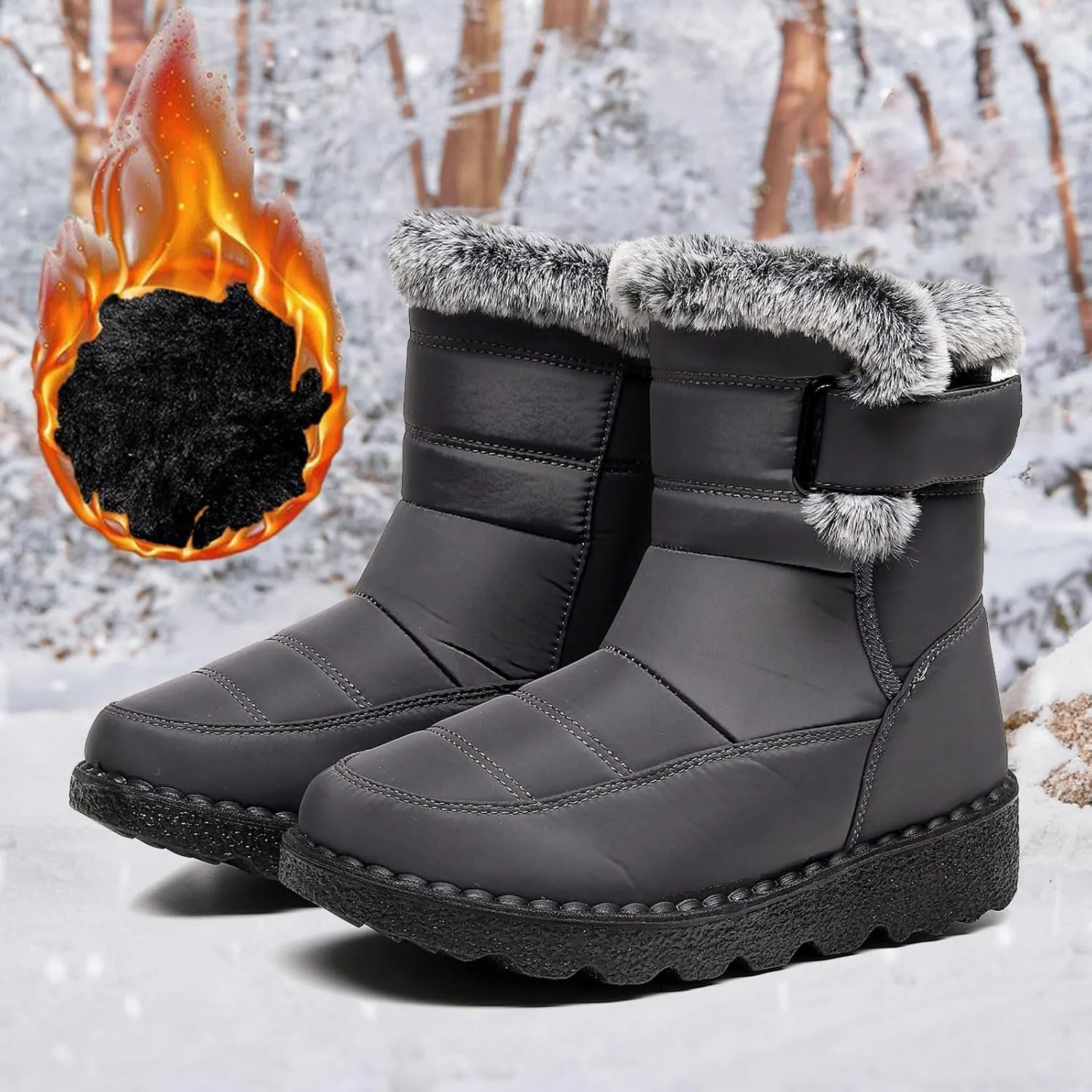 Snow Boots for Teen Girls Waterproof Boots Waterproof Ankle Booties Fleece Warm Outdoor Boots Womens Work Boots