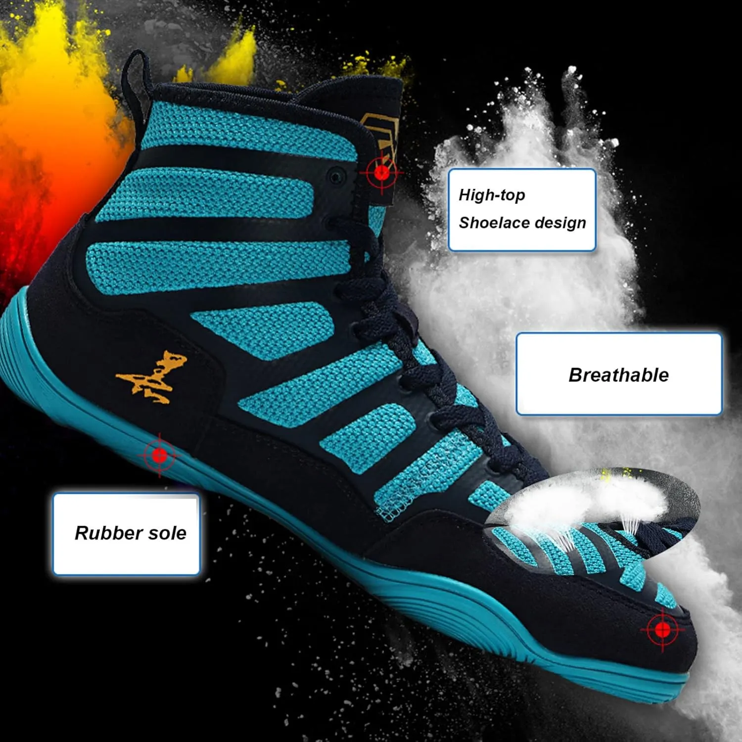 Sparring Boxers Men's Boxing Shoes Trainers Shoes, Breathable Rubber Sole Boxing Boots for Bodybuilding Weightlifting MMA,Black-8.5