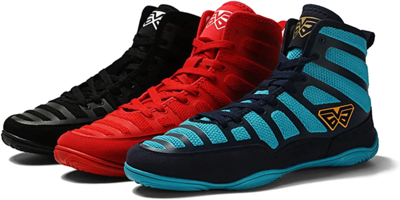 Sparring Boxers Men's Boxing Shoes Trainers Shoes, Breathable Rubber Sole Boxing Boots for Bodybuilding Weightlifting MMA,Black-8.5