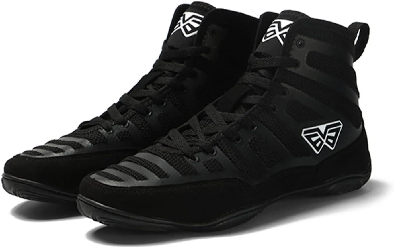 Sparring Boxers Men's Boxing Shoes Trainers Shoes, Breathable Rubber Sole Boxing Boots for Bodybuilding Weightlifting MMA,Black-8.5
