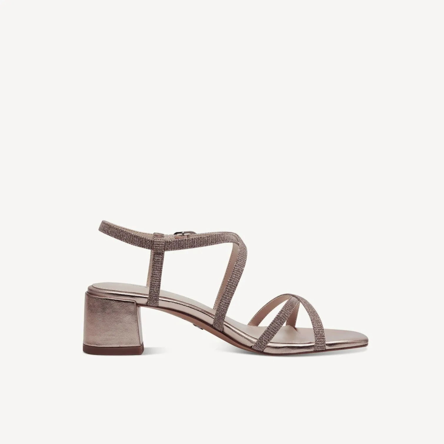 Tamaris Rose Gold Strappy Block Heeled Sandal