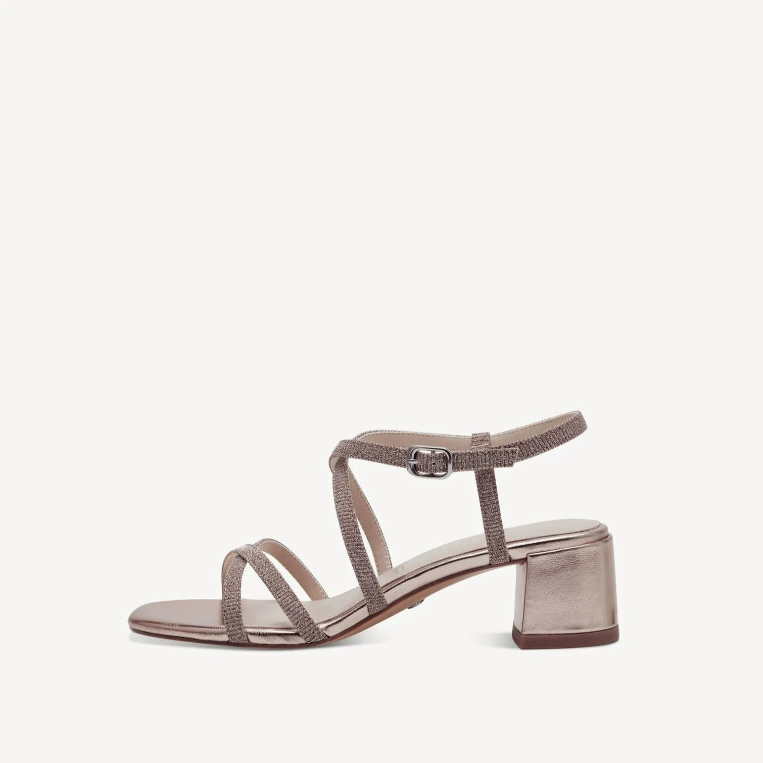 Tamaris Rose Gold Strappy Block Heeled Sandal