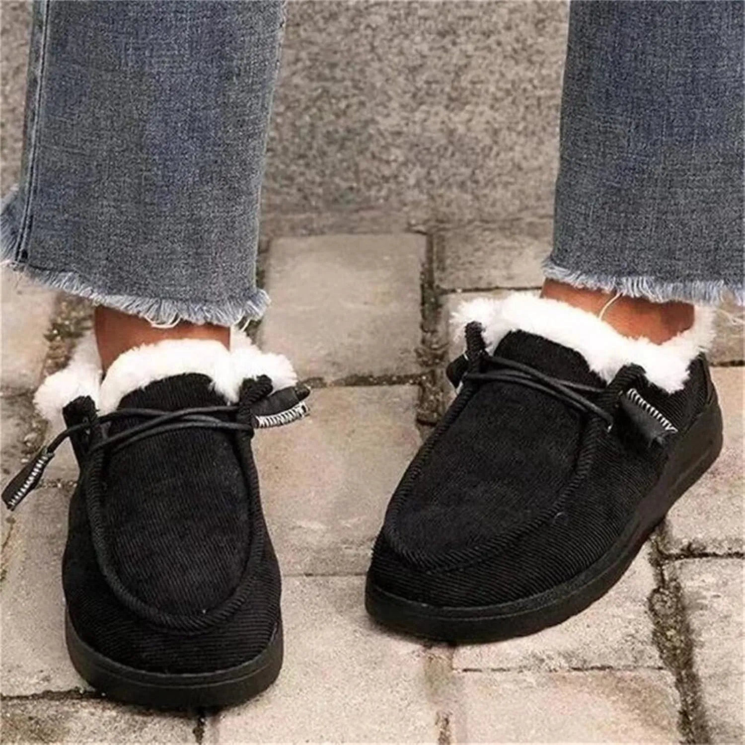 Winter Dress Boots For Women 2024 Ankle Booties Slip On Comfortable Snow Fuzzy Boots Casual Fur Lined Loafers Shoes