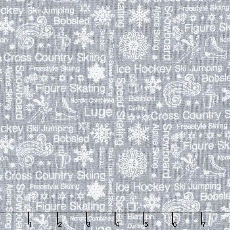 Winter Games - Text Grey Yardage
