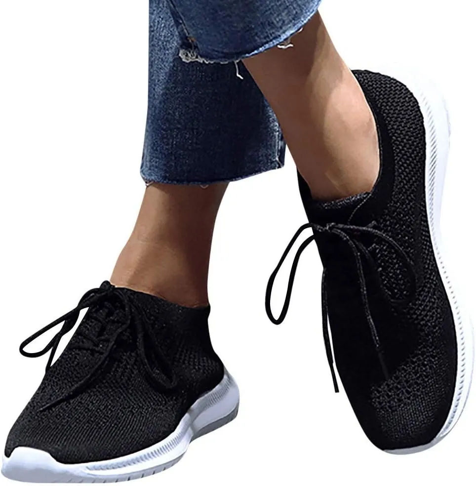 Women Sneakers Black and White High Arch Support Non Slip Work Shoes for Women White Flat Gym Shoes Women Trendy Wedge Sneakers for Women 2023 Zapatos Negros para Mujer Deportivos